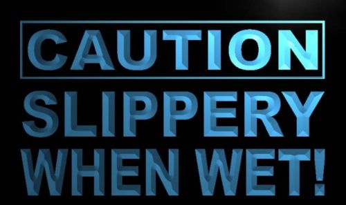 Caution Slippery when wet Neon Light Sign